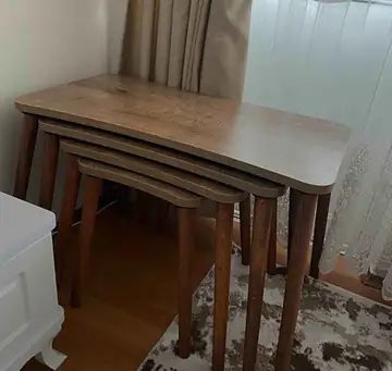 Müşteri fotoğrafı: Erendiz 4lü Ahşap Ayaklı Zigon Sehpa XL Ceviz