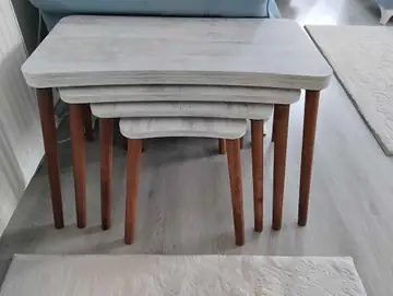 Müşteri fotoğrafı: Erendiz 4lü Ahşap Ayaklı Zigon Sehpa XL Kristal