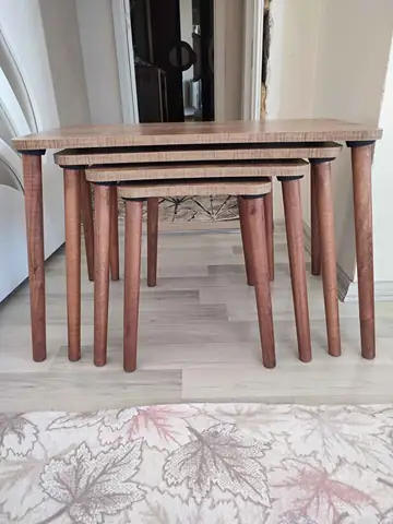 Müşteri fotoğrafı: Erendiz 4lü Ahşap Ayaklı Zigon Sehpa XL Ceviz