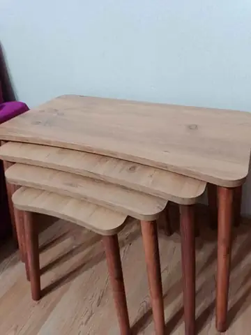 Müşteri fotoğrafı: Erendiz 4lü Ahşap Ayaklı Zigon Sehpa XL Çam