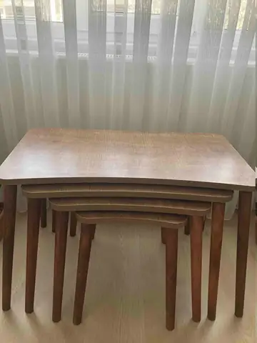 Müşteri fotoğrafı: Erendiz 4lü Ahşap Ayaklı Zigon Sehpa XL Ceviz