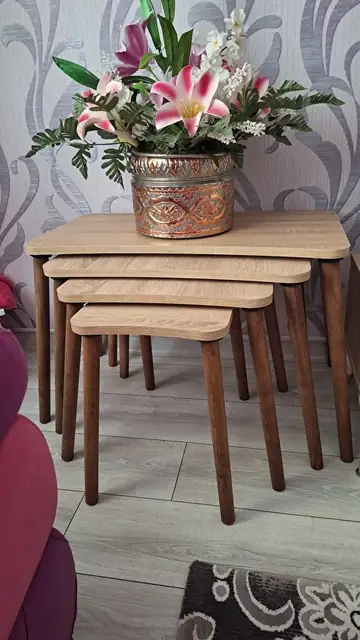Müşteri fotoğrafı: Erendiz 4lü Ahşap Ayaklı Zigon Sehpa XL Sonoma