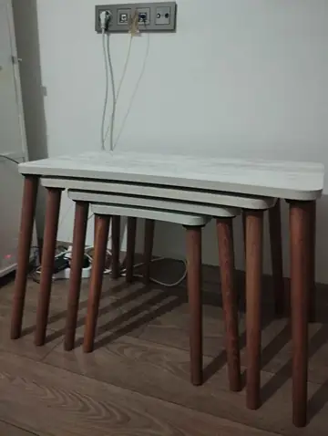 Müşteri fotoğrafı: Erendiz 4lü Ahşap Ayaklı Zigon Sehpa XL Kristal