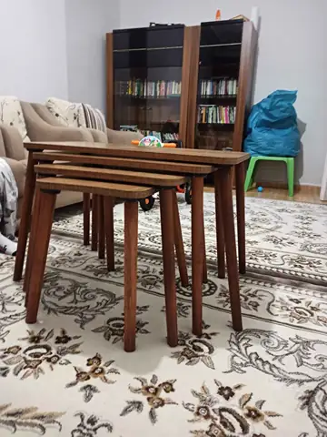 Müşteri fotoğrafı: Erendiz 4lü Ahşap Ayaklı Zigon Sehpa XL Ceviz