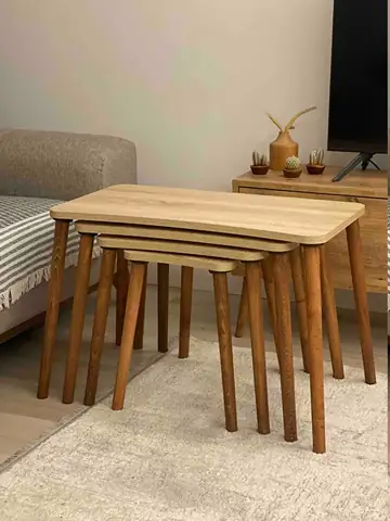 Müşteri fotoğrafı: Erendiz 4lü Ahşap Ayaklı Zigon Sehpa XL Sonoma