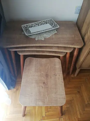 Müşteri fotoğrafı: Erendiz 4lü Ahşap Ayaklı Zigon Sehpa XL Ceviz
