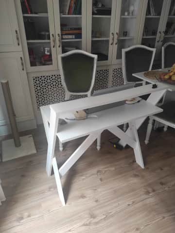Müşteri fotoğrafı: X Ayaklı Raflı Ders Çalışma Masası 50x90 cm Beyaz