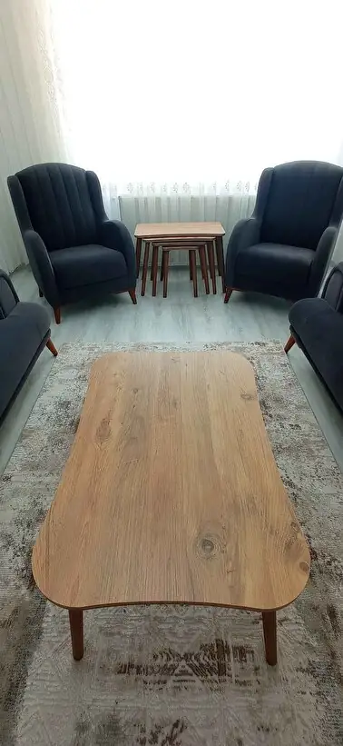 Müşteri fotoğrafı: Erendiz 5li Ahşap Ayaklı Zigon ve Orta Sehpa Seti XL Ceviz