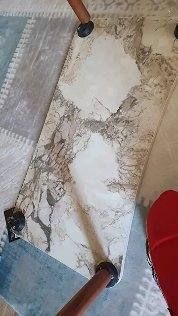 Müşteri fotoğrafı: Erendiz 4lü Ahşap Ayaklı Zigon Sehpa XL Beyaz Mermer