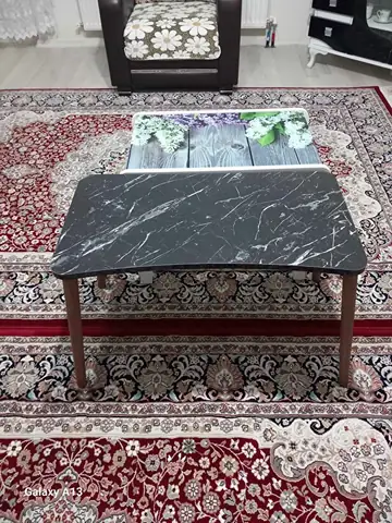Müşteri fotoğrafı: Erendiz 4lü Ahşap Ayaklı Zigon Sehpa XL Siyah Mermer