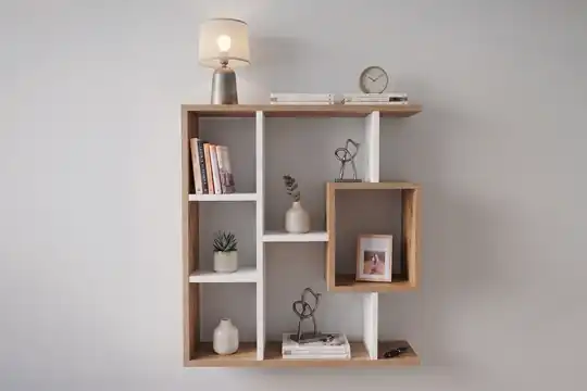 Yegane Çift Kullanımlı Duvar Rafı / Mini Kitaplık — Beyaz - Çam
