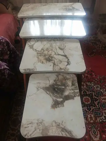Müşteri fotoğrafı: Erendiz 4lü Ahşap Ayaklı Zigon Sehpa XL Beyaz Mermer