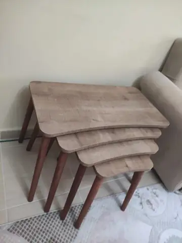 Müşteri fotoğrafı: Erendiz 4lü Ahşap Ayaklı Zigon Sehpa XL Ceviz