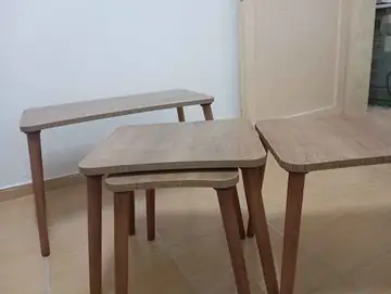 Müşteri fotoğrafı: Erendiz 5li Ahşap Ayaklı Zigon ve Orta Sehpa Seti XL Ceviz