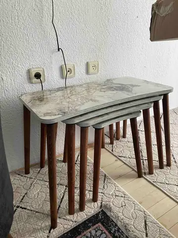 Müşteri fotoğrafı: Erendiz 4lü Ahşap Ayaklı Zigon Sehpa XL Beyaz Mermer