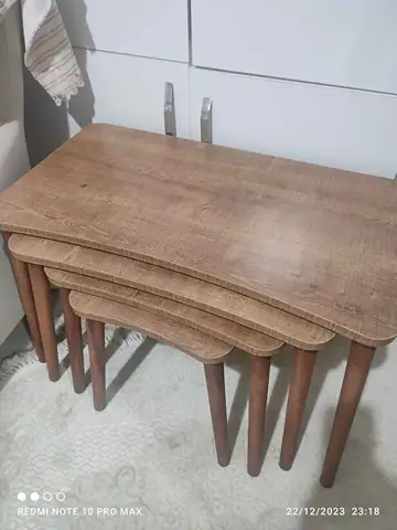 Müşteri fotoğrafı: Erendiz 4lü Ahşap Ayaklı Zigon Sehpa XL Ceviz