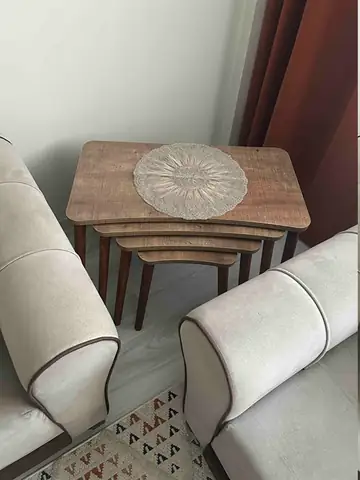 Müşteri fotoğrafı: Erendiz 5li Ahşap Ayaklı Zigon ve Orta Sehpa Seti XL Ceviz