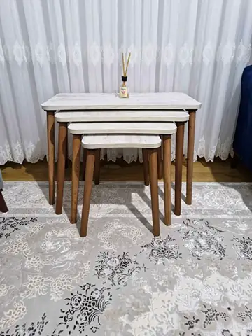 Müşteri fotoğrafı: Erendiz 4lü Ahşap Ayaklı Zigon Sehpa XL Kristal