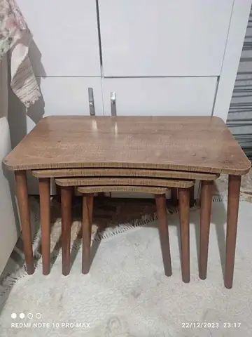 Müşteri fotoğrafı: Erendiz 4lü Ahşap Ayaklı Zigon Sehpa XL Ceviz