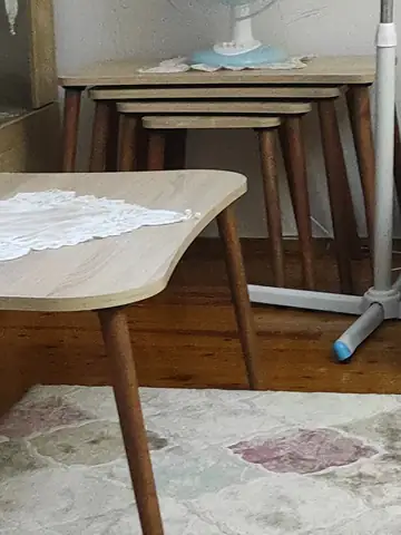 Müşteri fotoğrafı: Erendiz 5li Ahşap Ayaklı Zigon ve Orta Sehpa Seti XL Ceviz