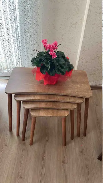 Müşteri fotoğrafı: Erendiz 4lü Ahşap Ayaklı Zigon Sehpa XL Ceviz