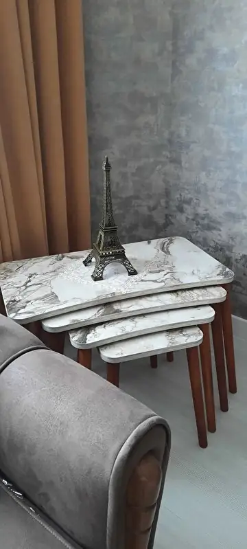 Müşteri fotoğrafı: Erendiz 4lü Ahşap Ayaklı Zigon Sehpa XL Ceviz