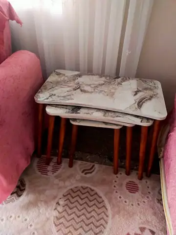 Müşteri fotoğrafı: Erendiz 4lü Ahşap Ayaklı Zigon Sehpa XL Beyaz Mermer