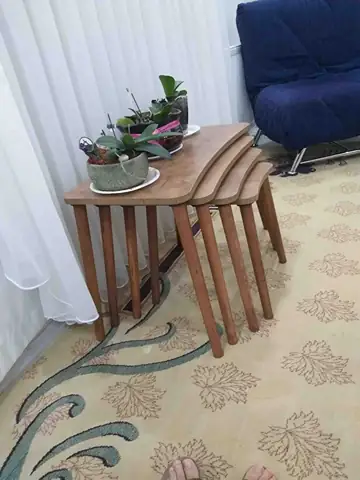 Müşteri fotoğrafı: Erendiz 4lü Ahşap Ayaklı Zigon Sehpa XL Ceviz