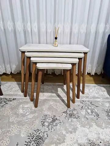 Müşteri fotoğrafı: Erendiz 4lü Ahşap Ayaklı Zigon Sehpa XL Kristal