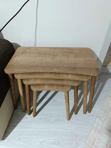 Müşteri fotoğrafı: Erendiz 4lü Ahşap Ayaklı Zigon Sehpa XL Ceviz