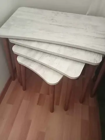 Müşteri fotoğrafı: Erendiz 4lü Ahşap Ayaklı Zigon Sehpa XL Kristal