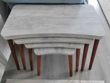 Müşteri fotoğrafı: Erendiz 4lü Ahşap Ayaklı Zigon Sehpa XL Kristal