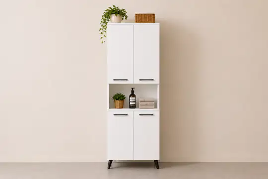 Listra 4 Kapaklı Çok Amaçlı Dolap 170,8 cm – Raflı, Ayaklı Depolama Dolabı