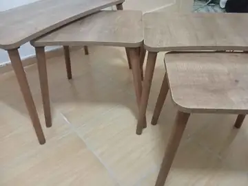 Müşteri fotoğrafı: Erendiz 5li Ahşap Ayaklı Zigon ve Orta Sehpa Seti XL Ceviz
