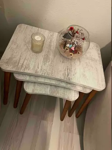 Müşteri fotoğrafı: Erendiz 4lü Ahşap Ayaklı Zigon Sehpa XL Kristal