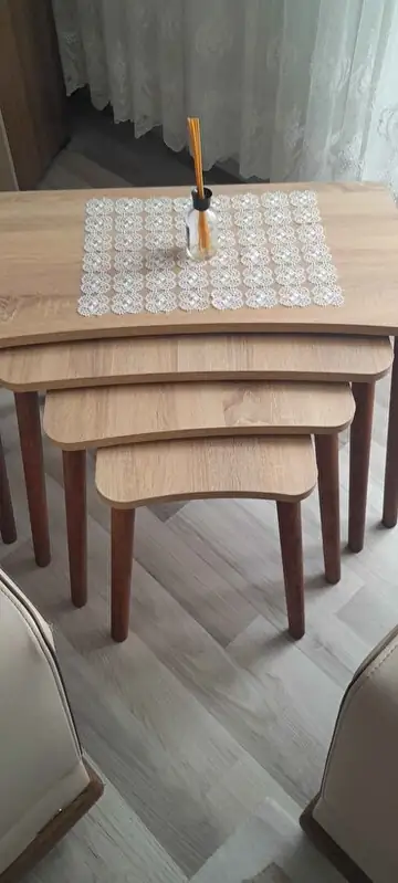 Müşteri fotoğrafı: Erendiz 4lü Ahşap Ayaklı Zigon Sehpa XL Sonoma