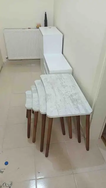 Müşteri fotoğrafı: Erendiz 4lü Ahşap Ayaklı Zigon Sehpa XL Kristal