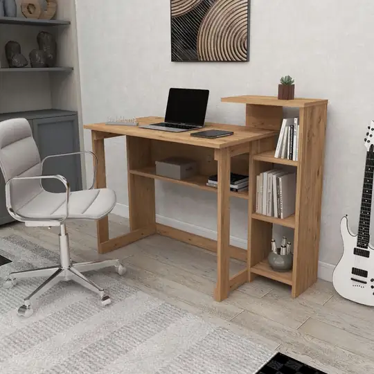 SAYE 5 Raflı Kitaplıklı Çalışma Masası Atlantik Çam