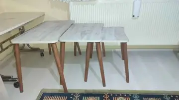 Müşteri fotoğrafı: Erendiz 4lü Ahşap Ayaklı Zigon Sehpa XL Kristal