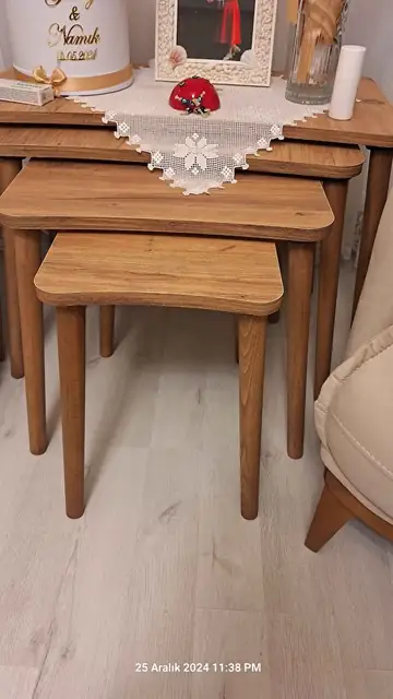 Müşteri fotoğrafı: Erendiz 4lü Ahşap Ayaklı Zigon Sehpa XL Çam