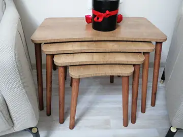 Müşteri fotoğrafı: Erendiz 4lü Ahşap Ayaklı Zigon Sehpa XL Ceviz