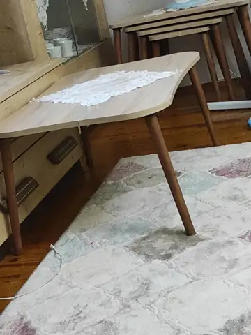 Müşteri fotoğrafı: Erendiz 5li Ahşap Ayaklı Zigon ve Orta Sehpa Seti XL Ceviz
