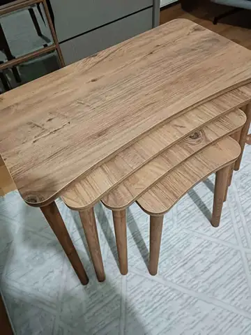 Müşteri fotoğrafı: Erendiz 4lü Ahşap Ayaklı Zigon Sehpa XL Çam