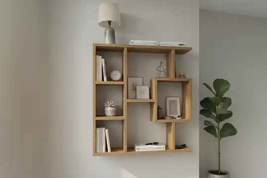 Yegane Çift Kullanımlı Duvar Rafı / Mini Kitaplık — Çam