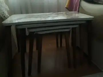 Müşteri fotoğrafı: Erendiz 4lü Ahşap Ayaklı Zigon Sehpa XL Beyaz Mermer