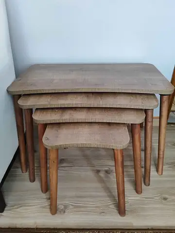 Müşteri fotoğrafı: Erendiz 4lü Ahşap Ayaklı Zigon Sehpa XL Ceviz
