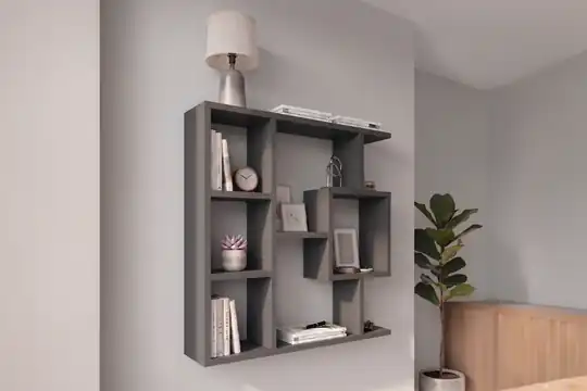 Yegane Çift Kullanımlı Duvar Rafı / Mini Kitaplık — Antrasit