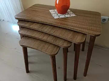 Müşteri fotoğrafı: Erendiz 4lü Ahşap Ayaklı Zigon Sehpa XL Ceviz