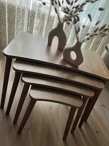 Müşteri fotoğrafı: Erendiz 4lü Ahşap Ayaklı Zigon Sehpa XL Ceviz