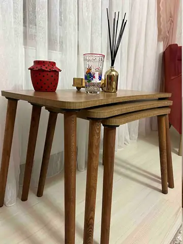 Müşteri fotoğrafı: Erendiz 4lü Ahşap Ayaklı Zigon Sehpa XL Ceviz